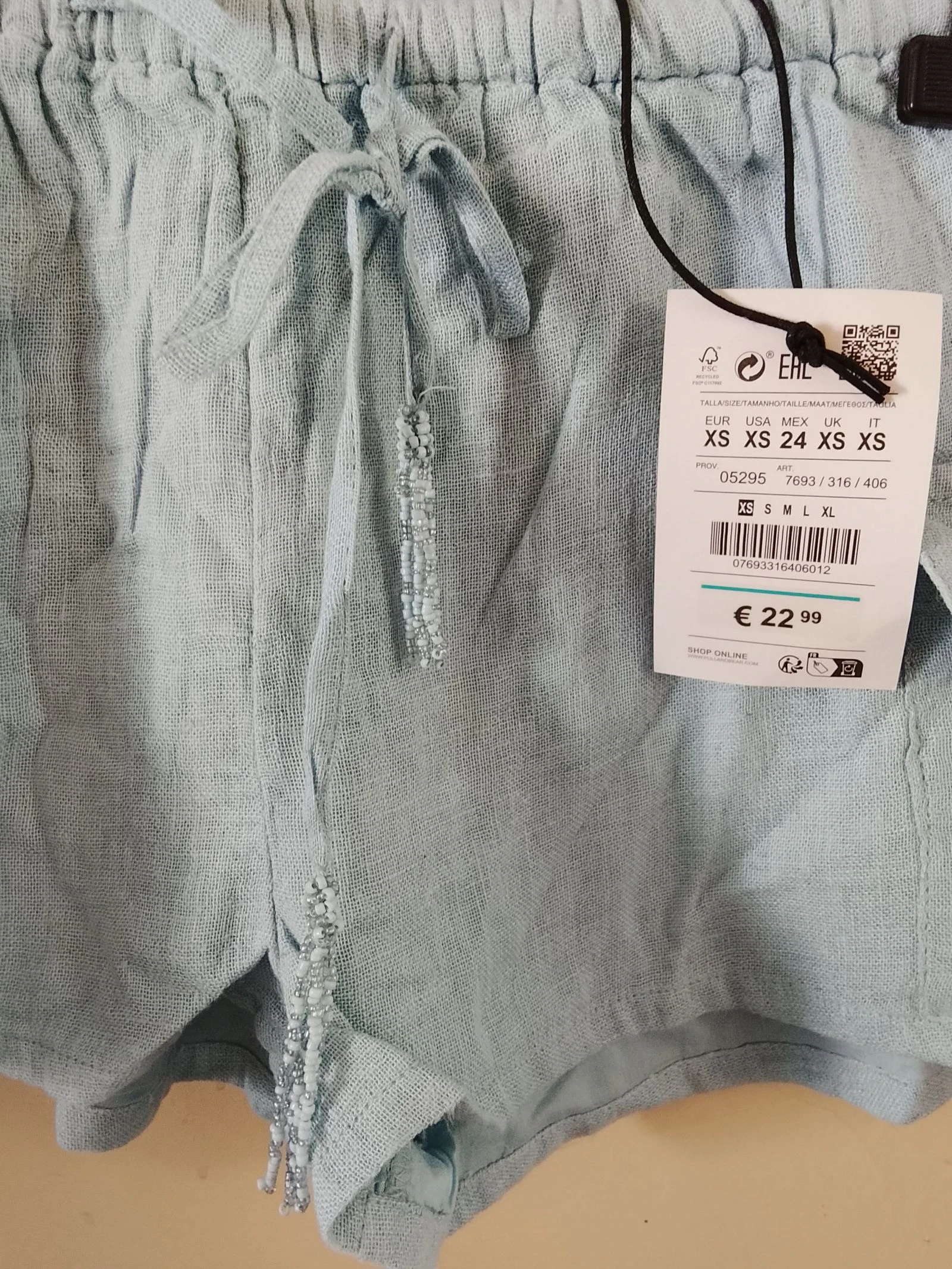 👒 NIEUW MET ETIKET PULL&BEAR Maat 34 Korte lichtblauwe linnen prijs nieuw 23 e 👒 – photo 4